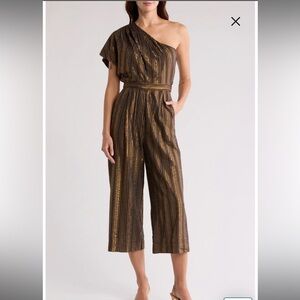 NWT Joie Tinsley One Shoulder Metallic Stripe Dressy Romper Size S